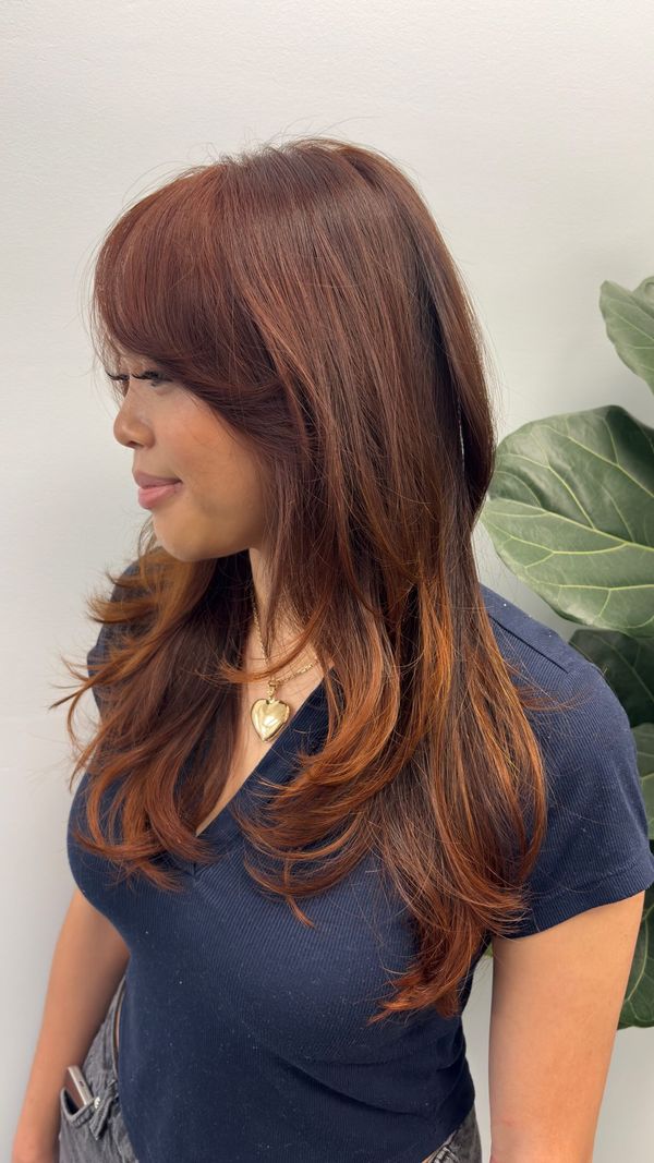 Rich copper color on long layers