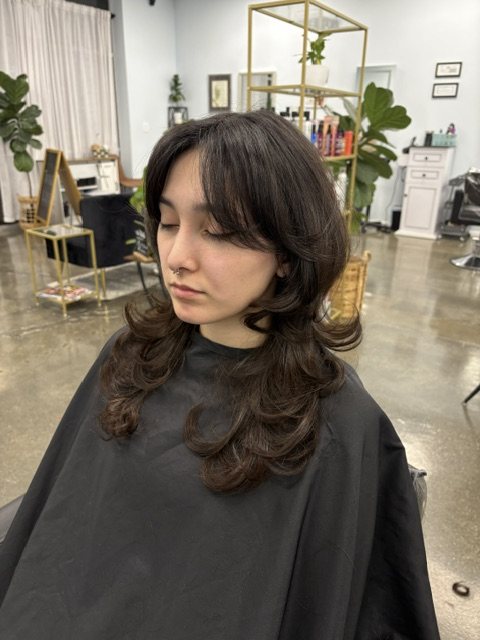 Shoulder length shag with soft face framing