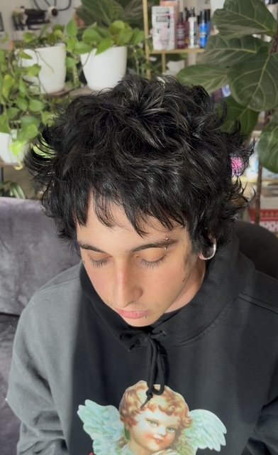 Curly textured mens shag