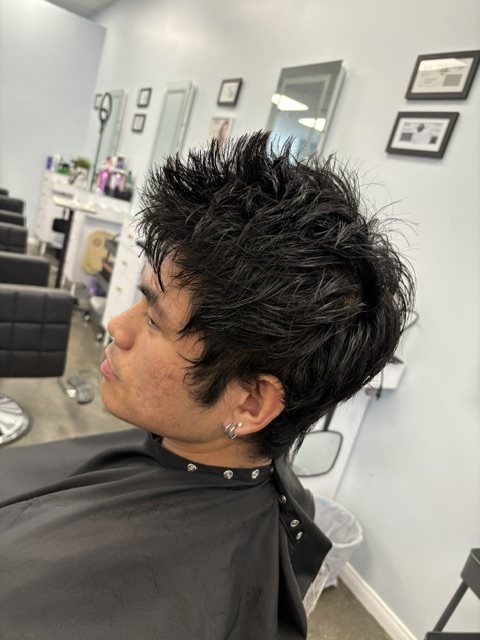 Short spiky textured mens cut